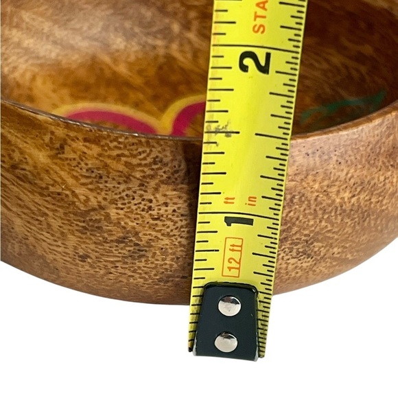 Handmade Wooden Painted Small Bowl Trinket Jewelry Keys Boho Whimsy - Picture 5 of 6